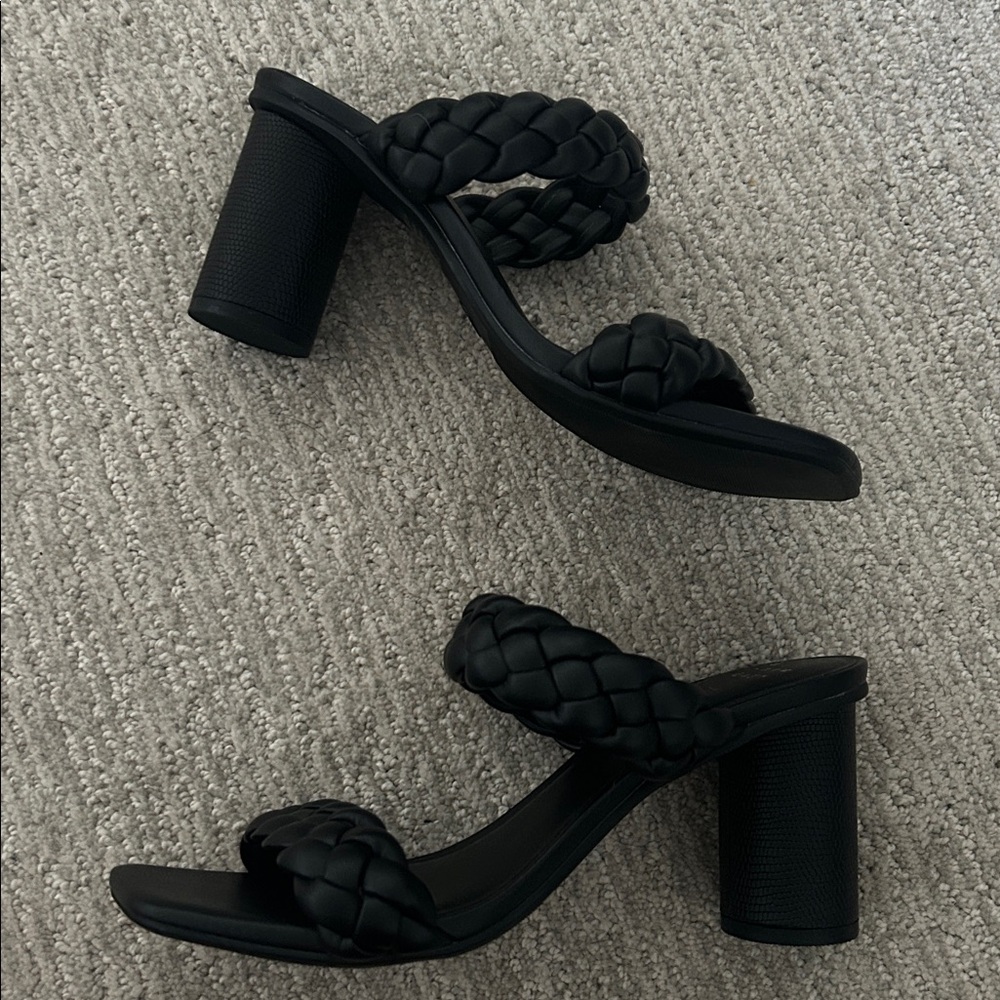 NWOT a new day Black Braided Heeled Sandals